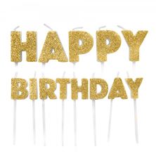 Picture of HAPPY BIRTHDAY PICK CANDLES GOLD GLITTER